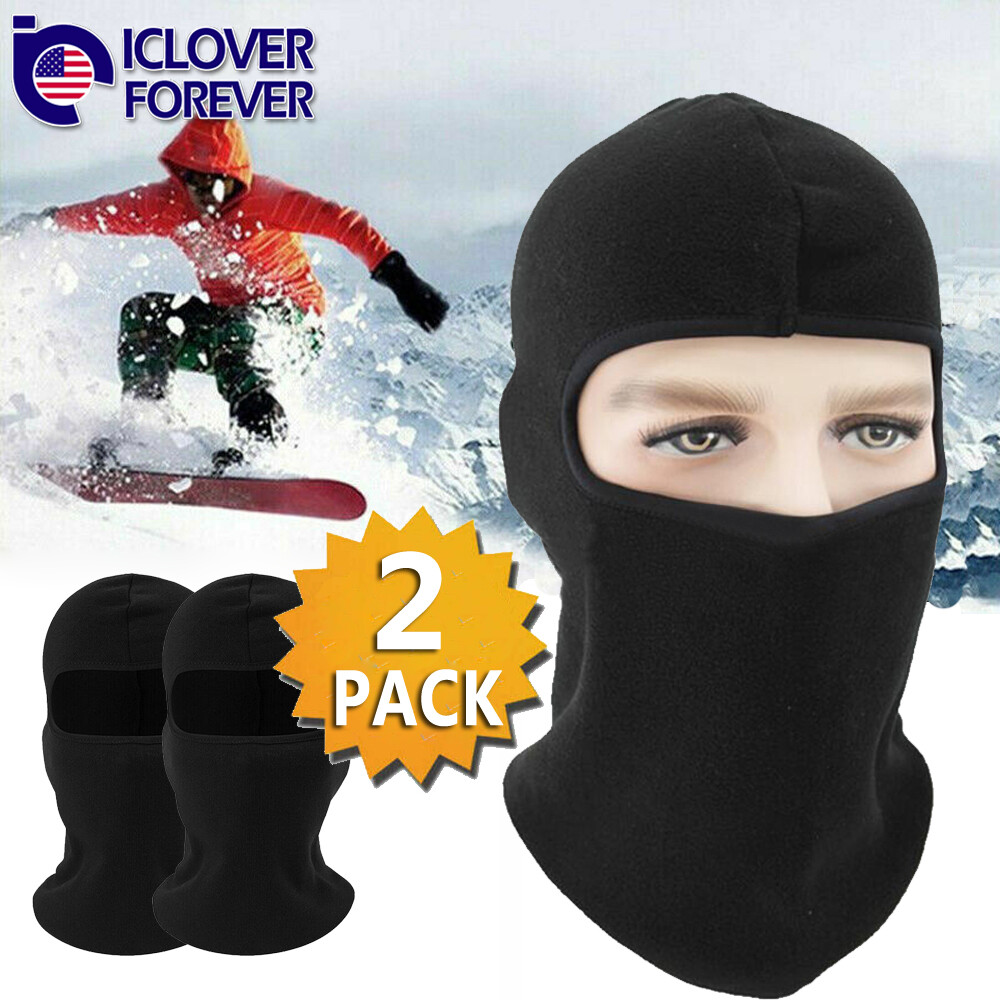 2 Pack Winter Fleece Warm Balaclava Hat Motorcycle Ski Neck Face Mask Hood Cap