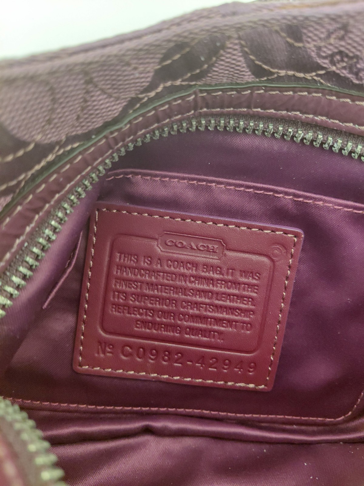 Coach Signature C Purple Jacquard Shoulder Bag Pleated Hobo Satchel 42949