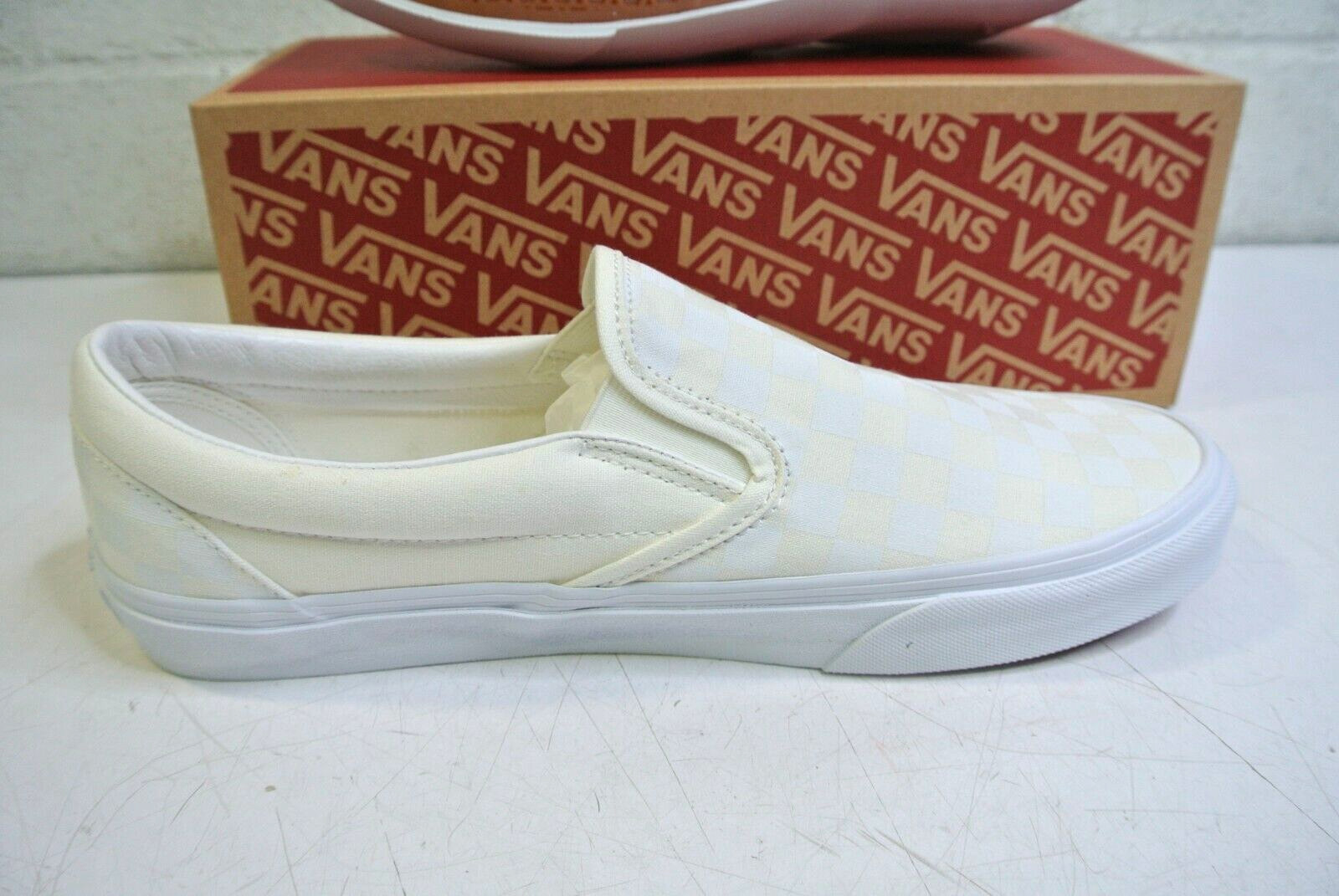 Vans VN000EYE Classic Slip On Cream Checkered Shoes Mens SZ 6, Ladies SZ 7.5