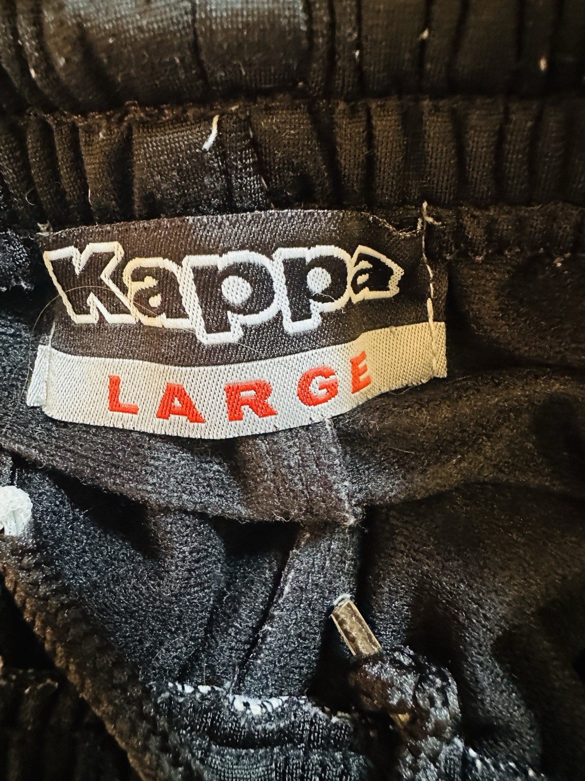 VTG Y2K Kappa Men’s Tear Away Snap On Track Pants Drawstring Black L Activewear