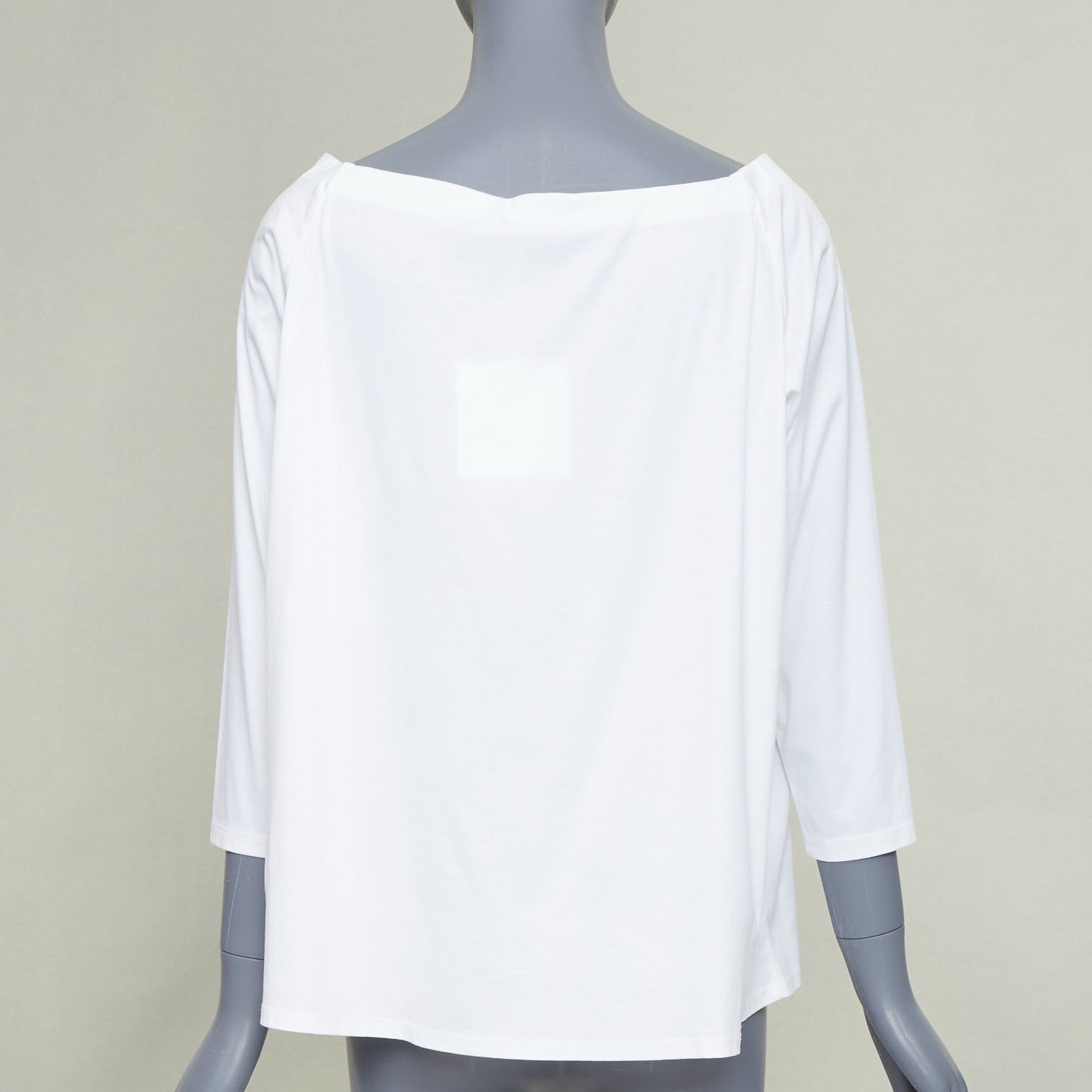 THE ROW Pepper white cotton stand up tape lined bateau neck crop sleeves top XS