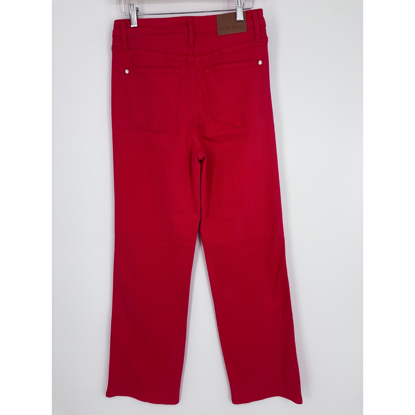 Judy Blue 90’s High Rise Straight Jeans Womens 7/28 Red Stretch Garment Dyed NEW