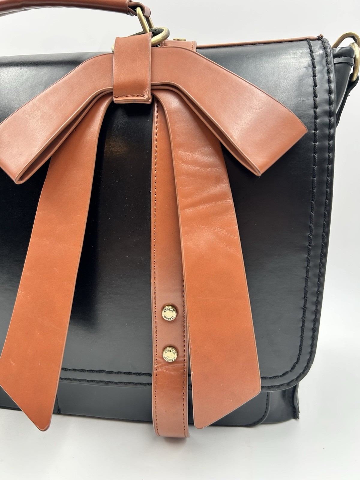Ecosusi Bow Briefcase Vegan Leather Laptop Bag Satchel Fit 15.6″ Case Purse