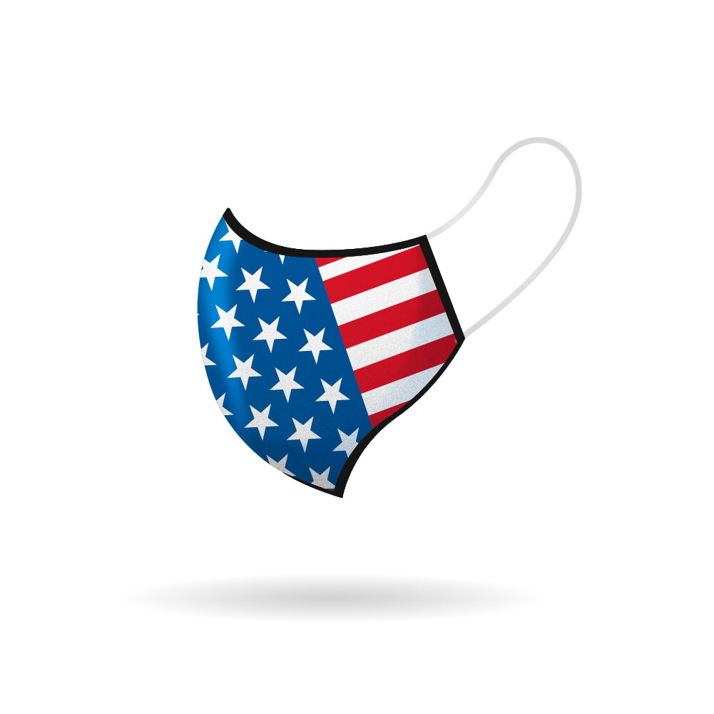 American Flag USA Face Mask 2-Ply – Soft Cloth – Re-usable, Washable, Durable