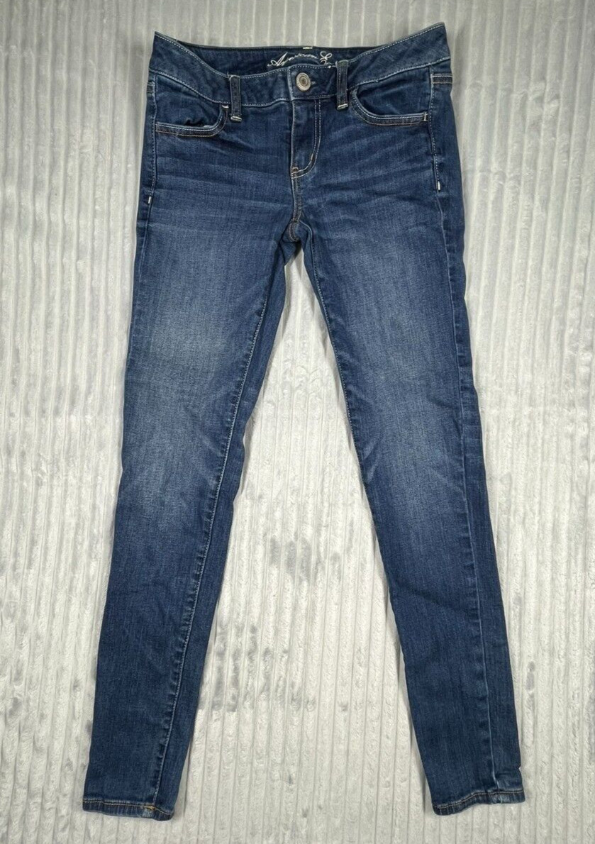 American Eagle Jeans Women’s 2 Reg 26×28 Jegging Stretch Low Rise Medium Wash