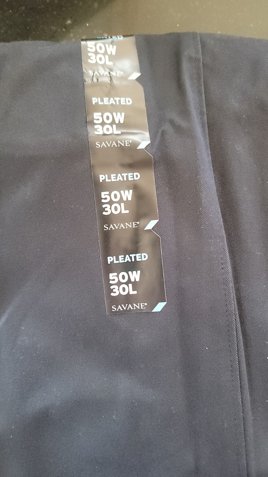 Savane Dark Navy 50″/30″ 50 Exp Waist Pleated Chinos