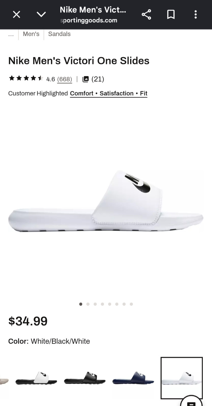 NIKE MEN VICTORI ONE SLIDE WHITE / BLACK CN9675 100