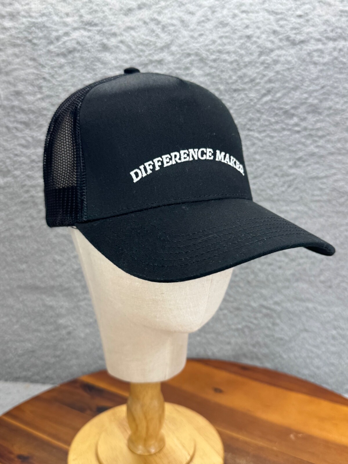 Difference Maker Otto One Size Trucker Mesh Adjustable Black Snapback Hat Cap