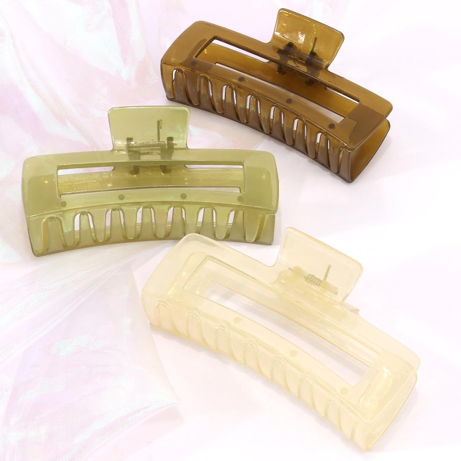 3PCS 5in Large Rectangle Hair Claw Clips for Thick Hair Non-slip for Women Girls