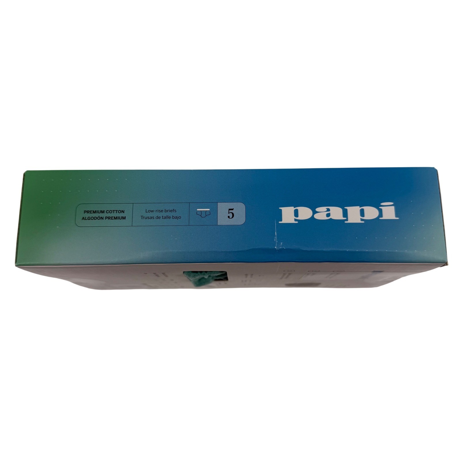Papi Mens 5-Pack Premium Cotton Low-Rise Briefs Blue Green Size Large 36-38 NEW