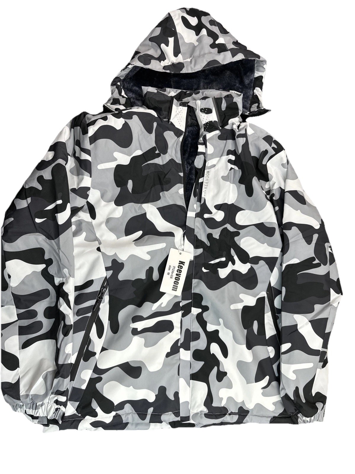 Keevoom Men’s Waterproof Ski Jacket Winter Warm Snow Coat Windproof M Camo NWT