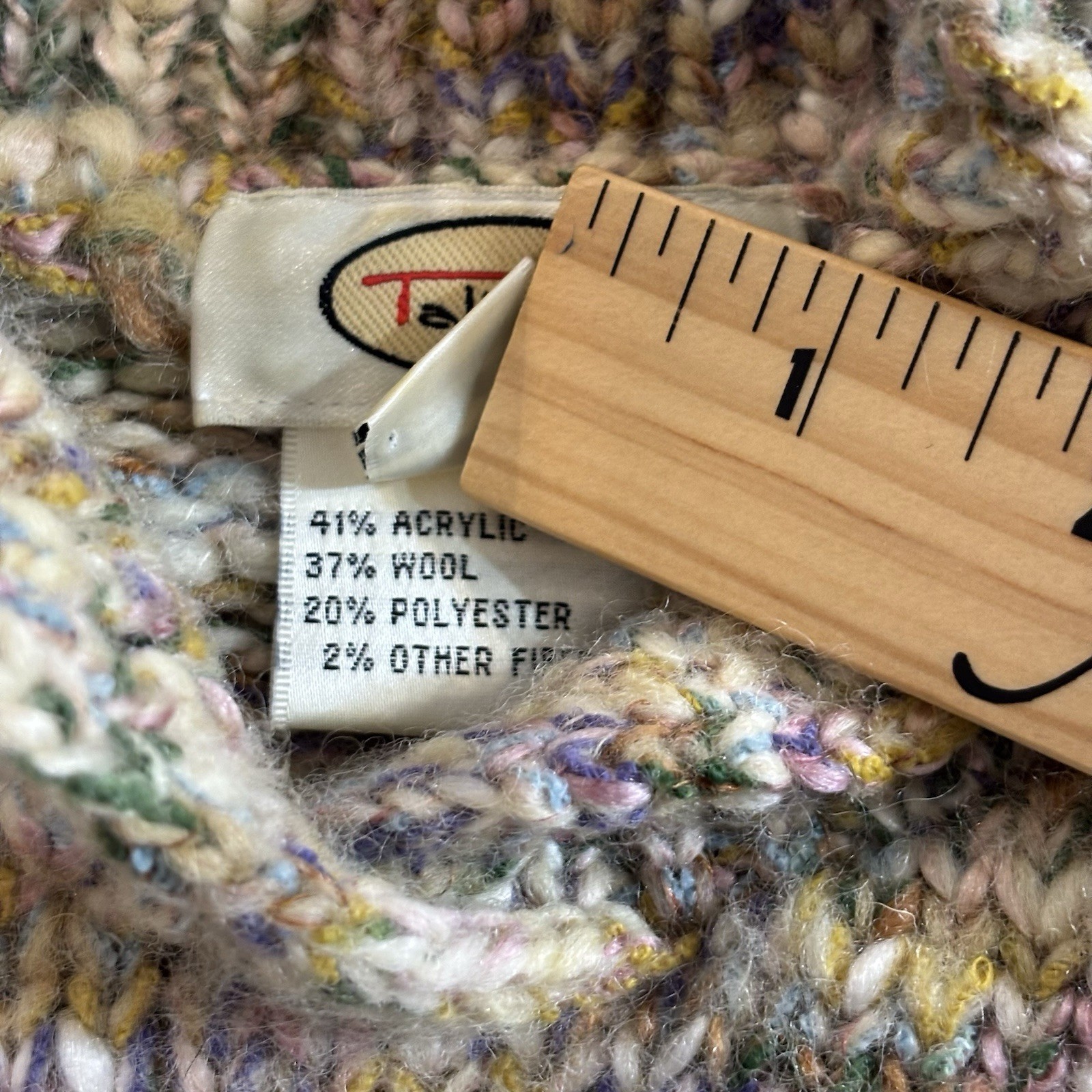 Talbots Women’s Small Chunky Knit Wool Blend Sweater Variegated Colorful
