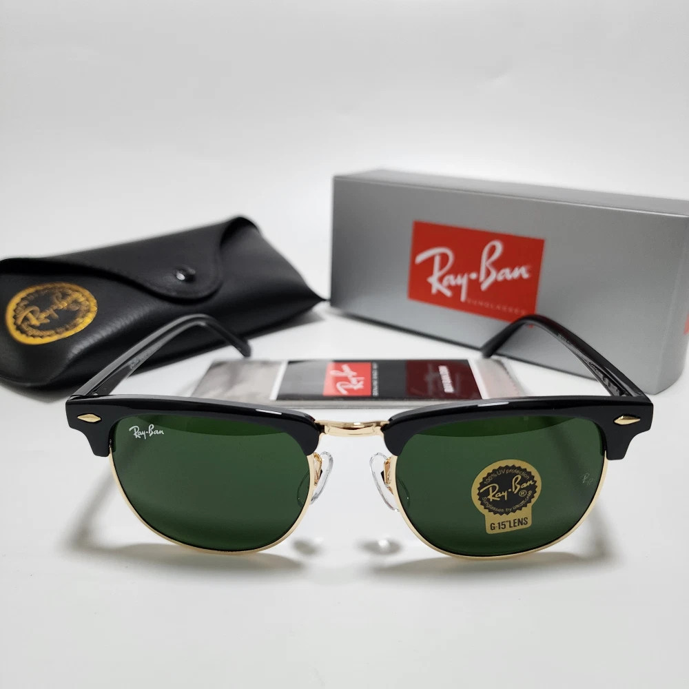 Ray-Ban RB3016 Sunglasses Clubmaster Classic Black Frame Glass Gray Lens 51mm US