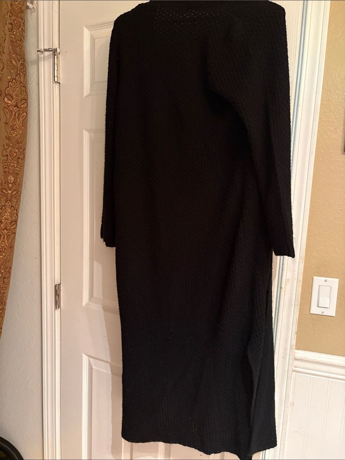 PrettyLittleThing Black Duster Cardigan Medium Long Open Front Knit