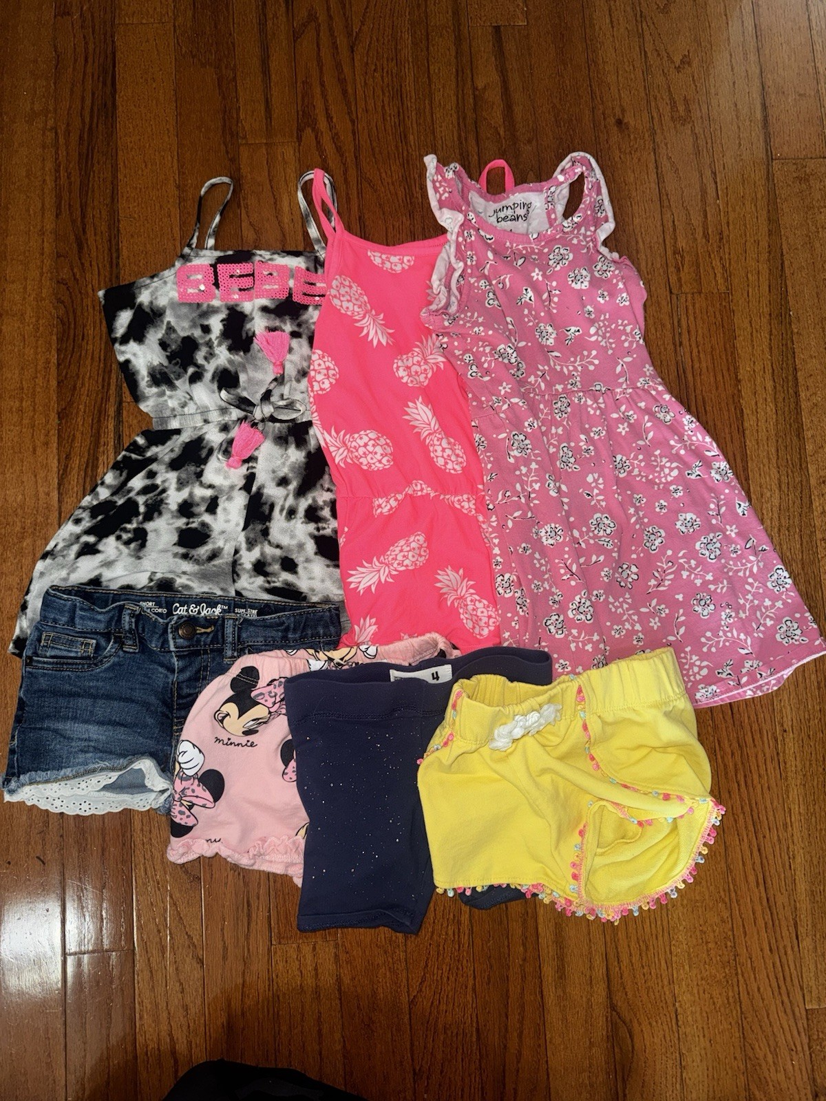 4T Girls Summer Bundle – 1 dress, 2 rompers, & 4 pairs of shorts