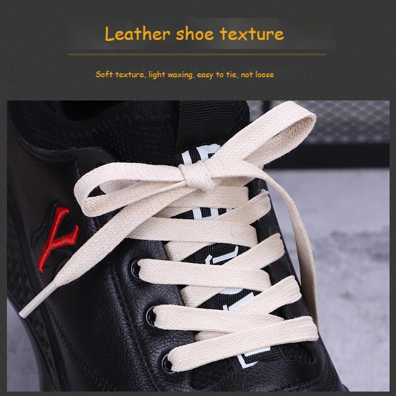1 Pair Waxed Cotton Shoelaces 0.8CM Width Flat Waterproof Shoe Laces Unisex Boot