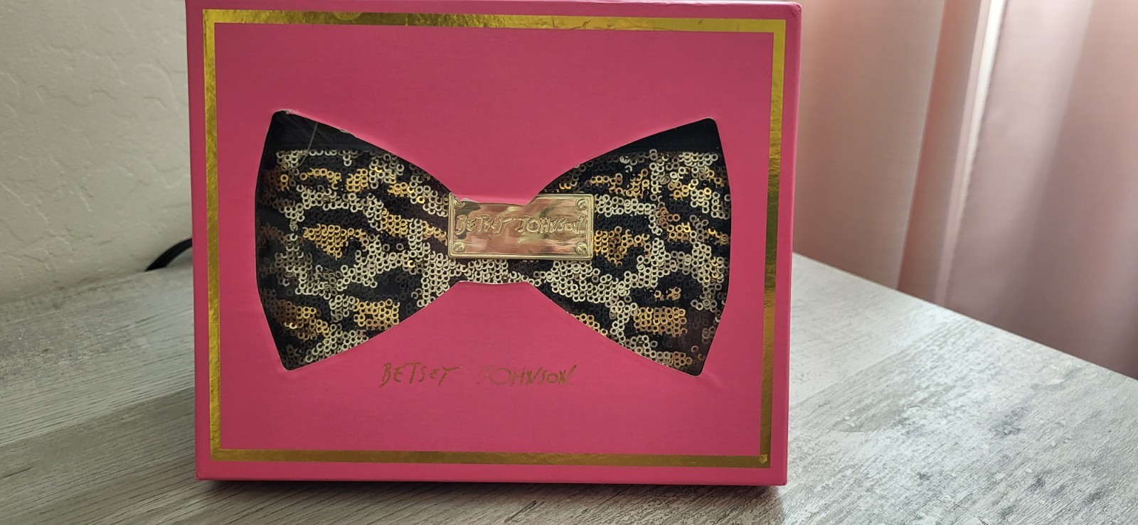 Betsy Johnson Black/gold Sequin Wristlet. NEW IN BOX