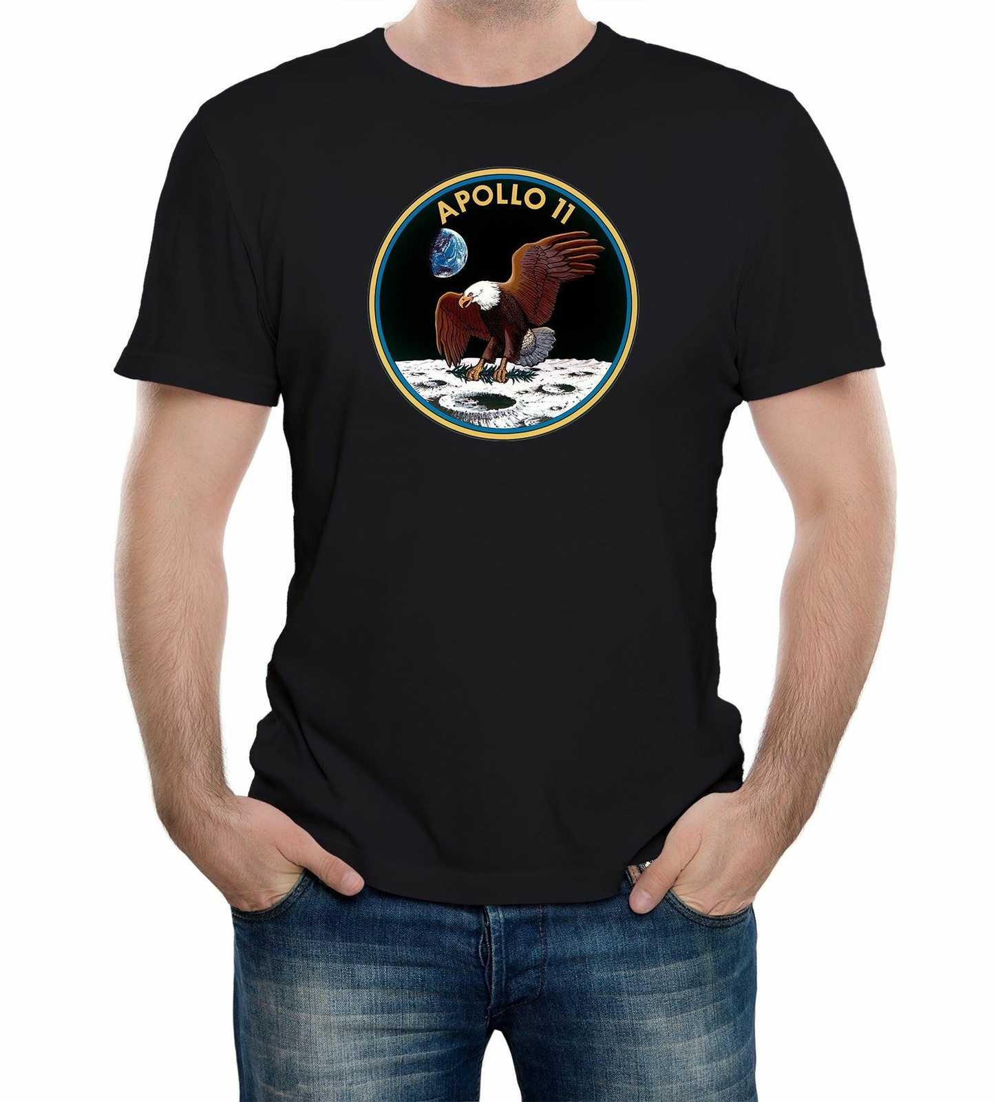 Mens NASA Apollo 11 Mission Crew Badge Logo T-Shirt space science cool