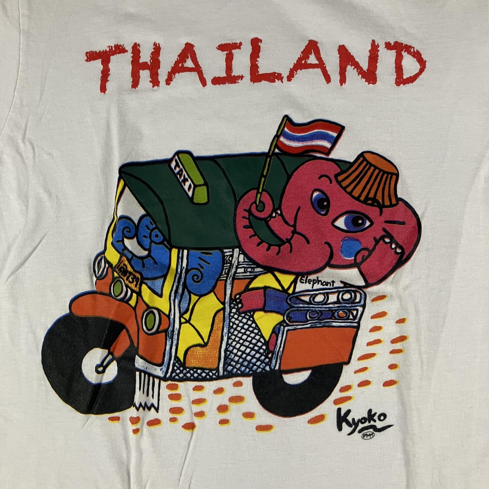 Artist Colors Thailand Elephant Tuk Tuk Shirt Mens Medium White Graphic Souvenir