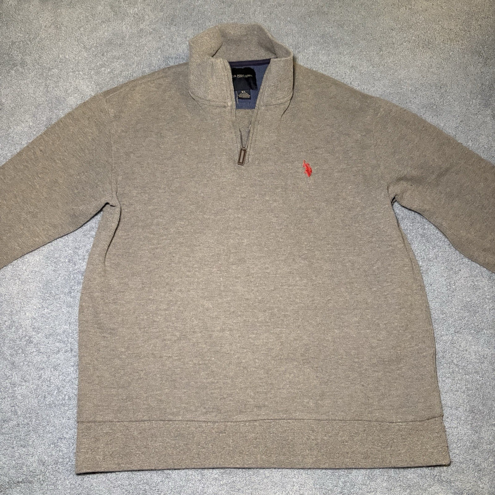 Men’s U.S. Polo Assn 1/4 Zip Long Sleeve Grey XL