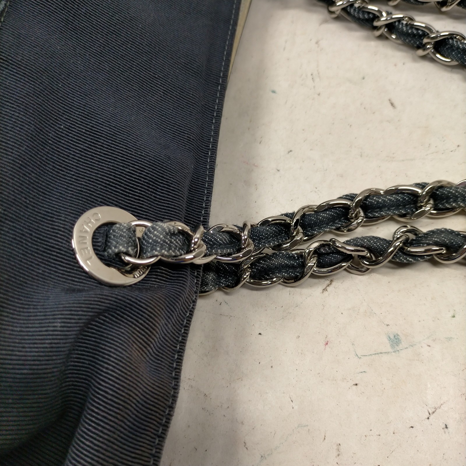 Chanel Tote Bag Navy Blue Denim 462603