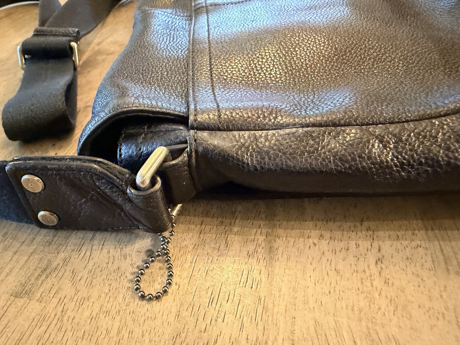 COACH Camden Pebbled Leather Messenger Bag F70423 Shoulder Purse Black