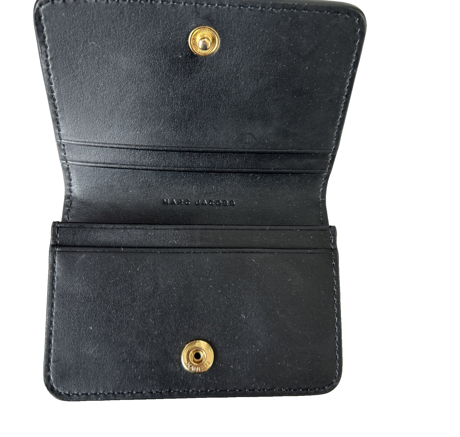 Marc Jacobs Card Case/Cardholder Black Leather Unisex 4.3″ x 3″ Snap Button