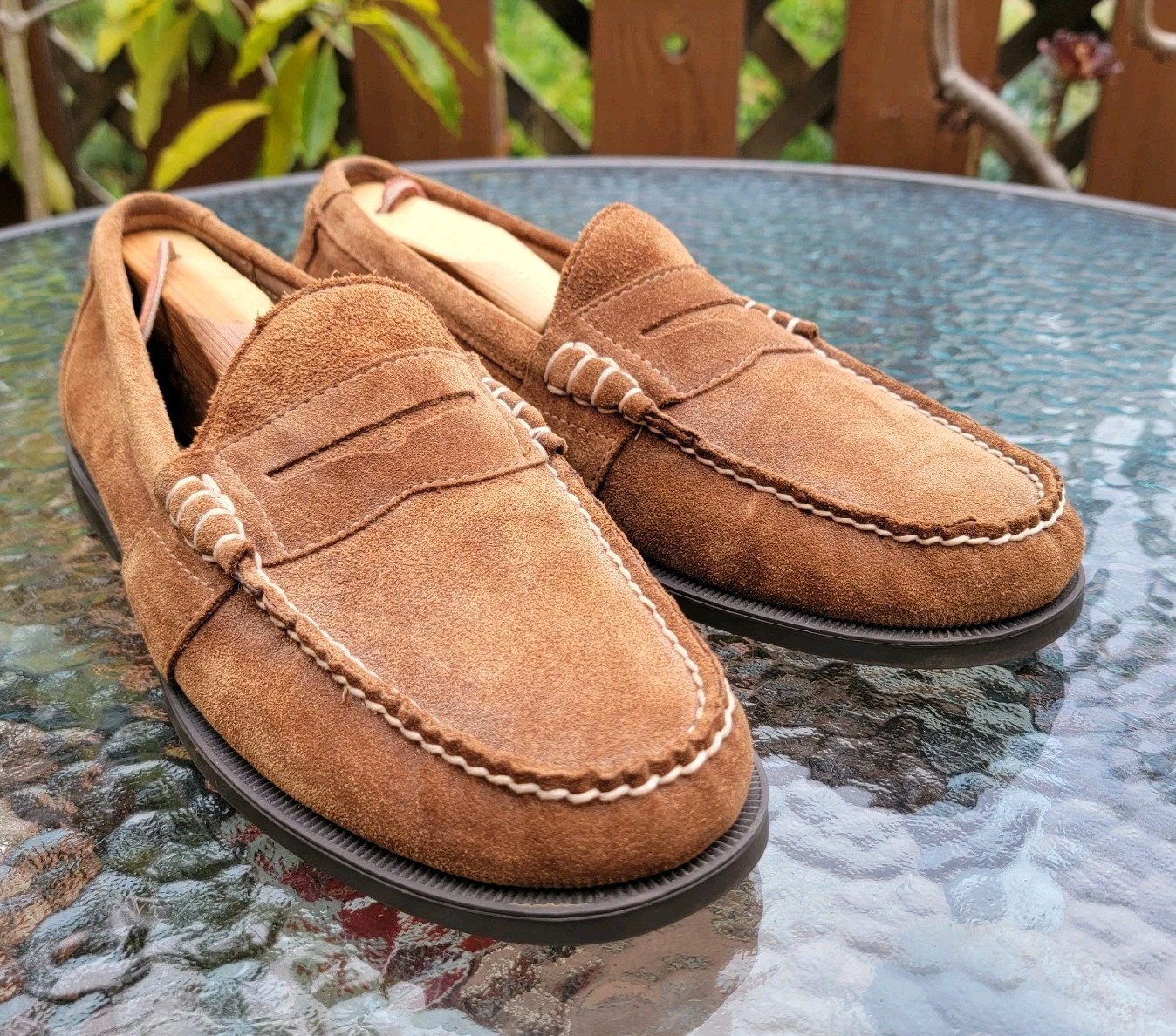 Polo Ralph Lauren Penny Loafers Men’s 9 D Brown Suede Leather Slip On Shoes