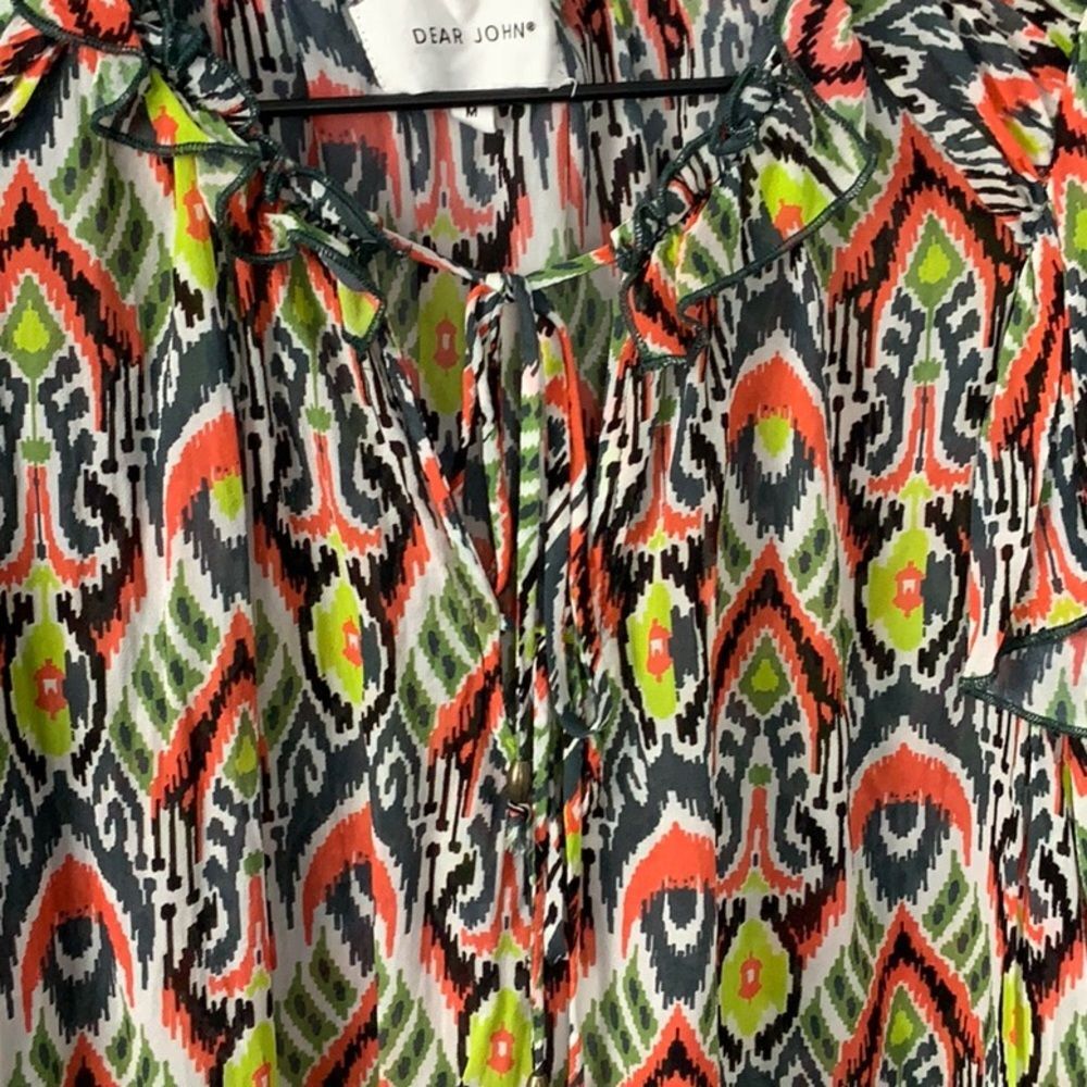 Dear John Ullie Keyhole Top Vivid Tribe Viscose Women’s Size Medium
