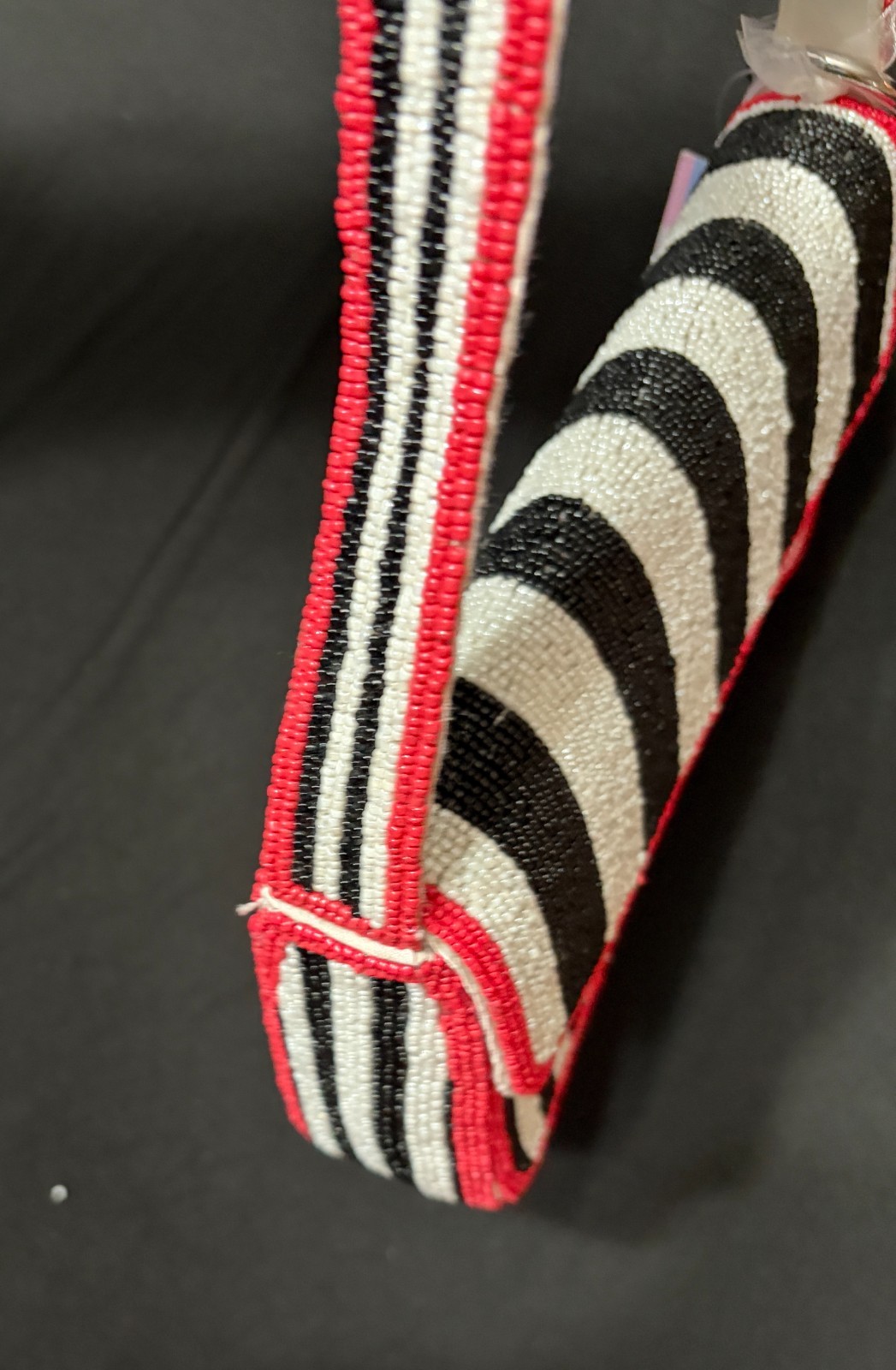 NWT Viral Beaded Purse Black Red White Striped Shoulder Bag