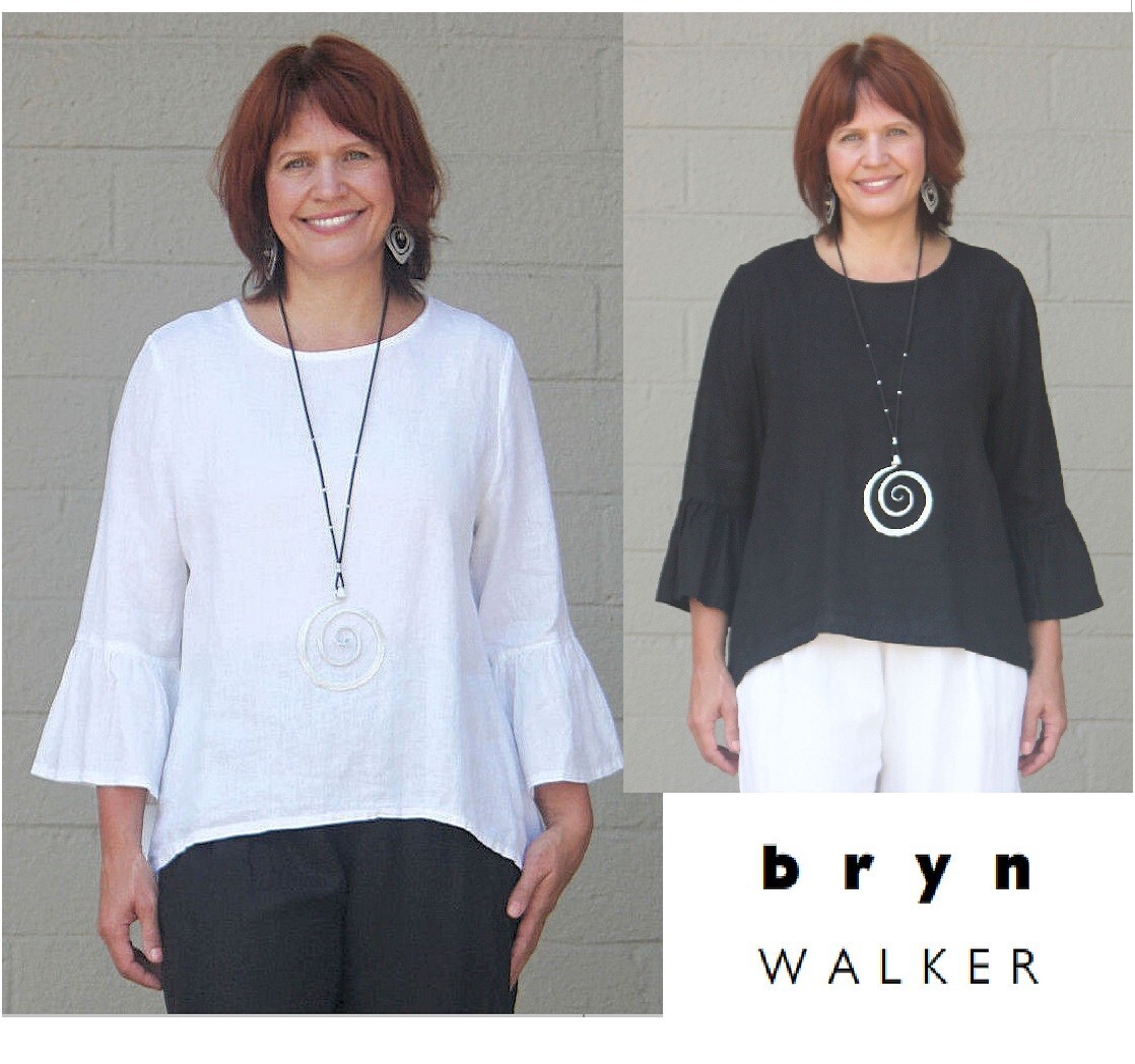 BRYN WALKER Light Linen FRAN SHIRT A-Line Top Bell Sleeves XS S M L XL COLORS