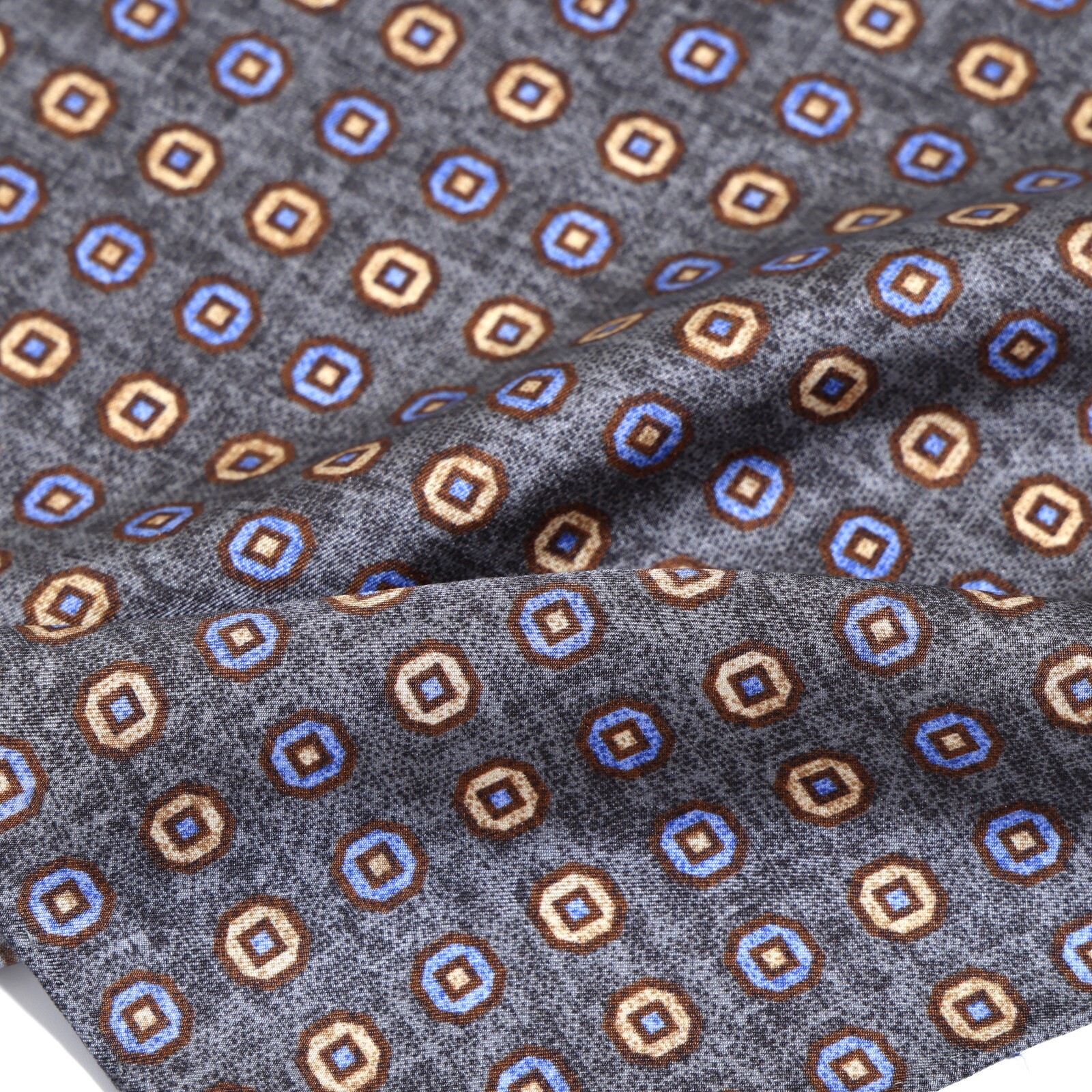 Men’s 100%Silk Twill Handkerchief brownish gray Circle Pocket Square 30cm 11.8in