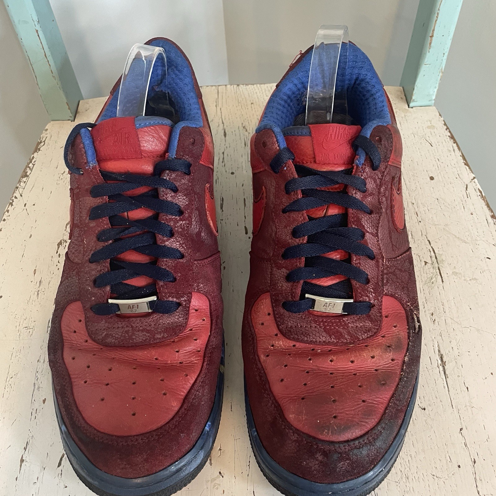 Nike Air Force 1 Premium ’07 Paris Sneakers Men’s Sz 12 Red Blue 315180-661 READ