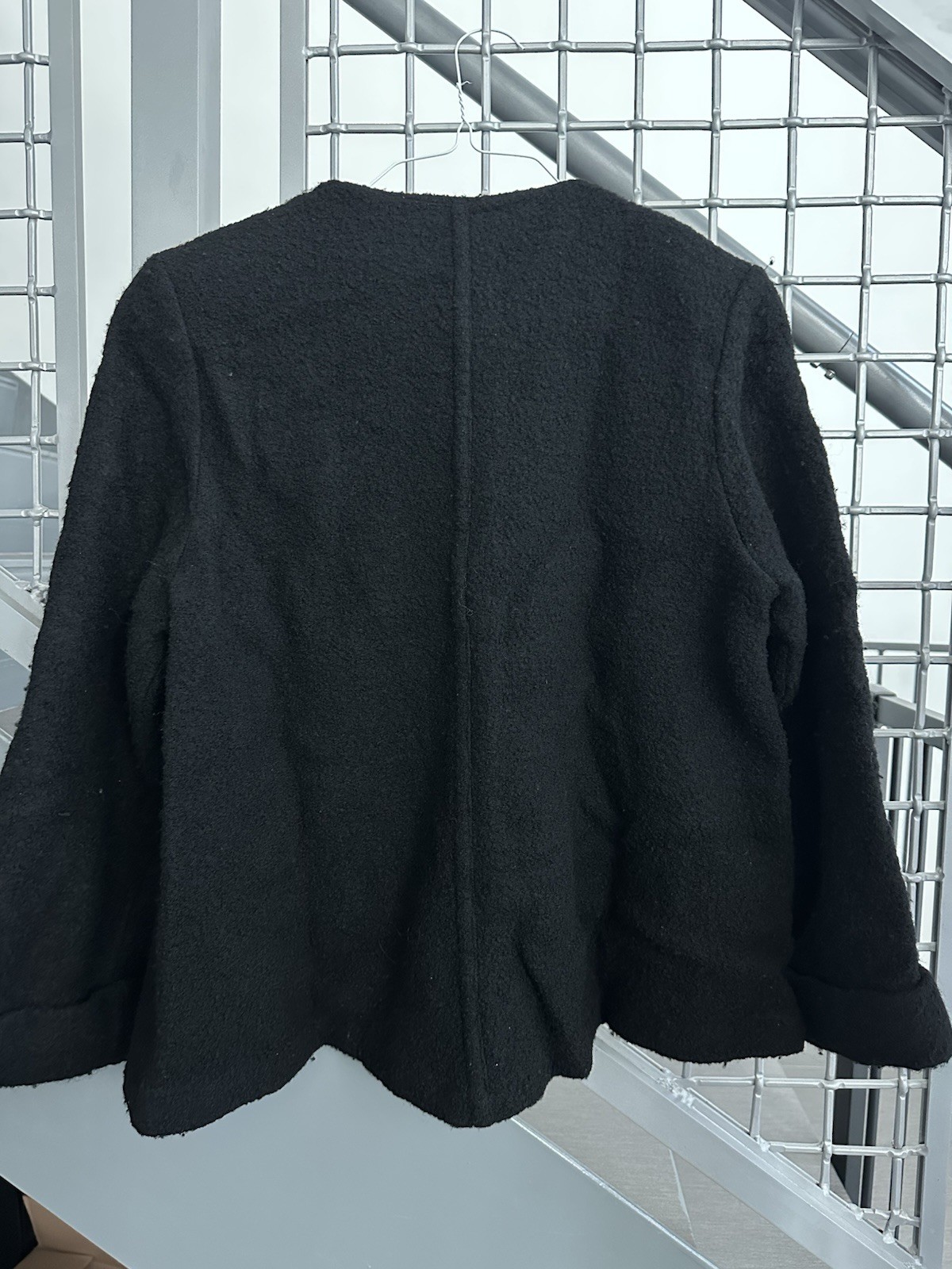 Carole Little Vintage 80s Black Button Wool Collared Flap Pocket Jacket Sz 10