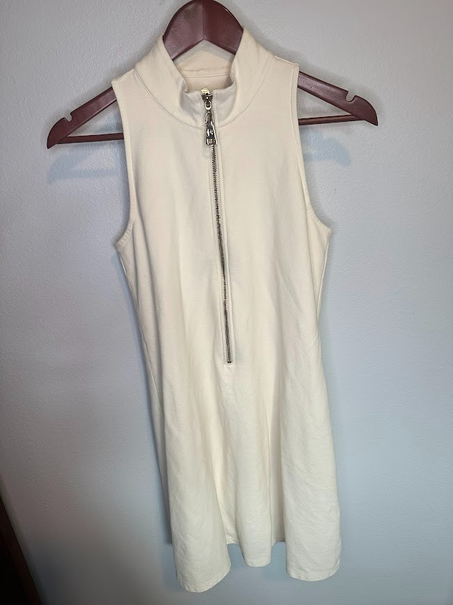 Spartina 449 Keira 100% Cotton Sleeveless Tennis Dress Pearl White Zipper – S