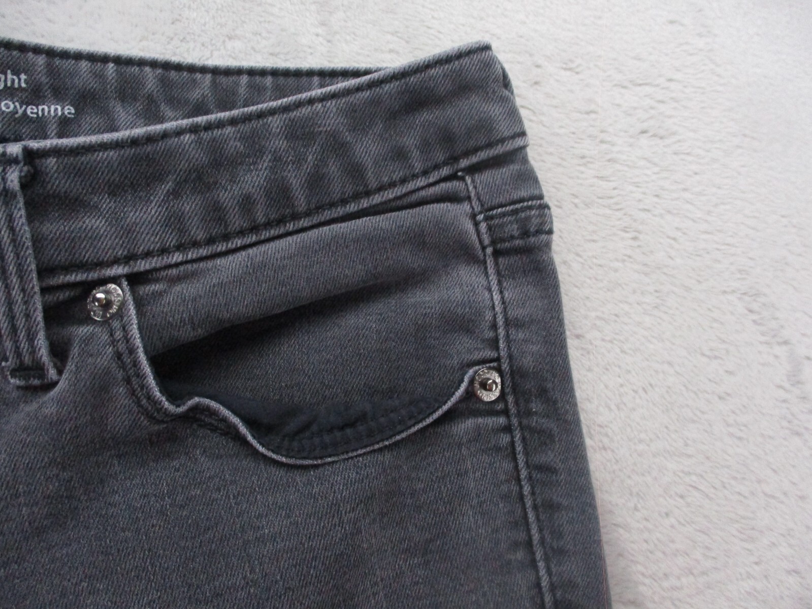 Mossimo Denim Straight Leg Jeans Women’s 8 Gray Charcoal Wash Stretch Low-Rise