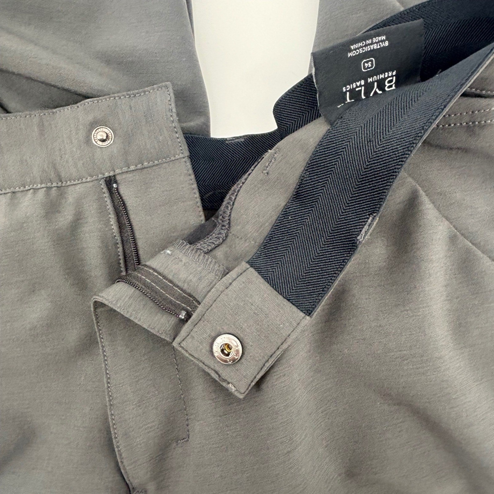 BYLT Premium Basics Mens Everyday Pant Charcoal Grey Stretch Trousers Size 34