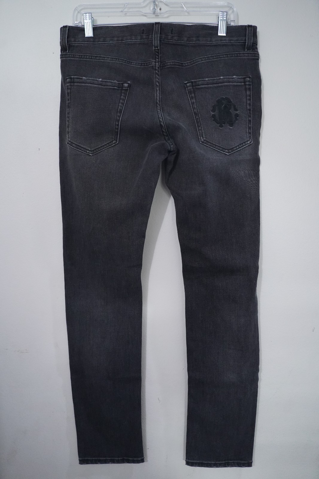 Roberto Cavalli Size 32×30 Black Distressed Stretch Designer Jeans Denim Men