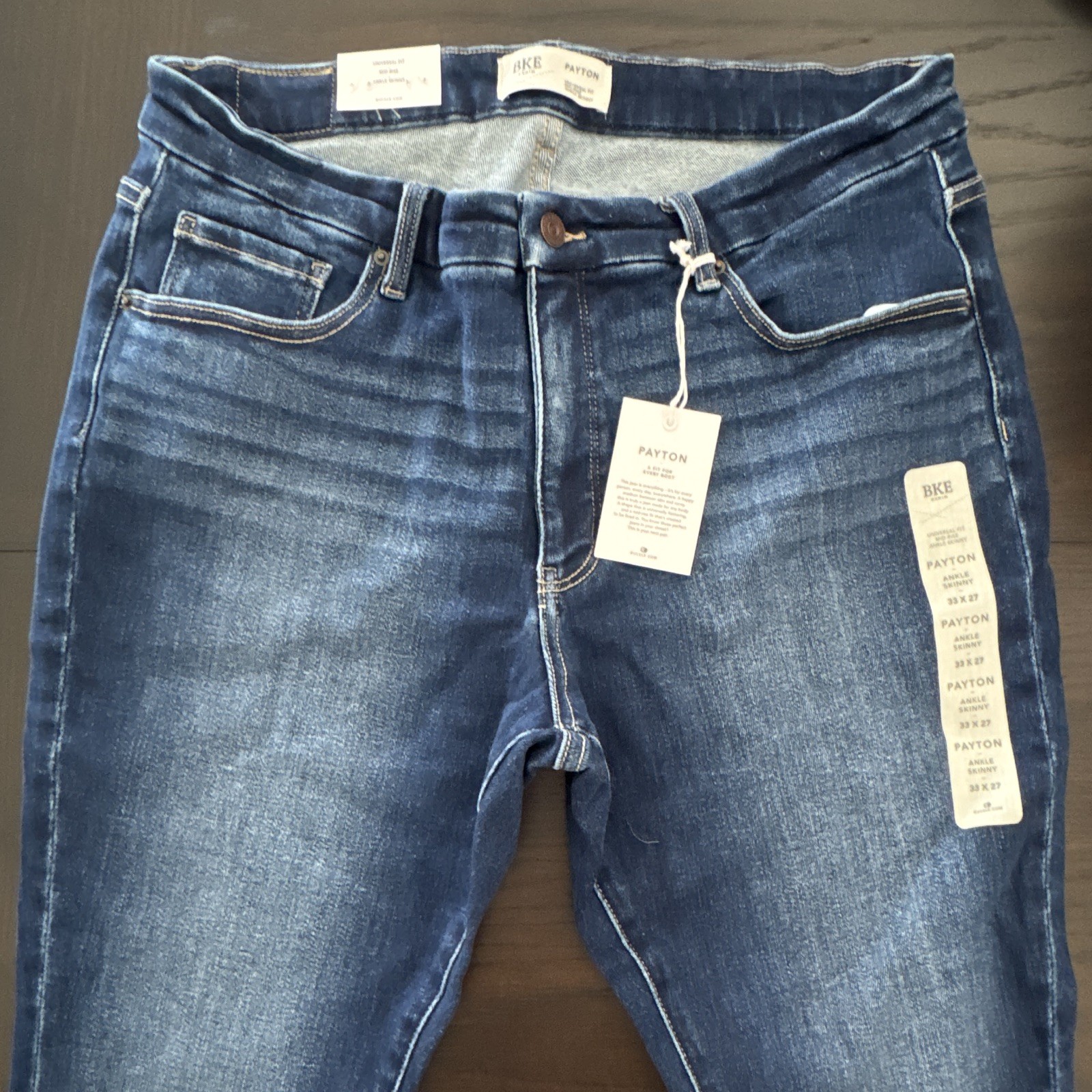 BKE Women’s Mid-Rise Ankle Skinny Stretch Jeans Dark Wash Blue 5-Pocket