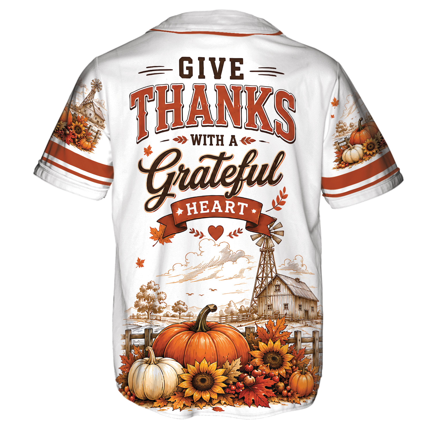 Personalized Thanksgiving Baseball Jersey Custom Name Give Thanks Grateful Heart
