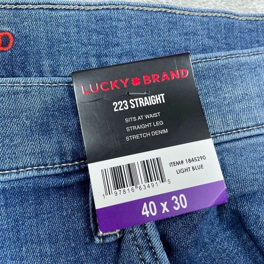 Lucky Brand 223 Straight Fit Jeans Mens 40×30 Stretch Denim Light Blue 6846