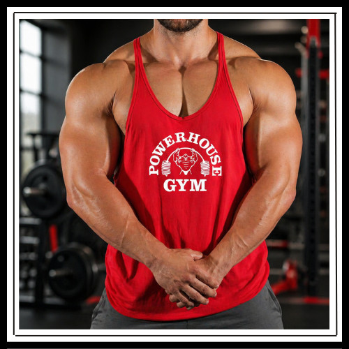 Men Tank Tops Sleeveless Y-Back Shirts Gym Stringer Bodybuilding Fitness Vest