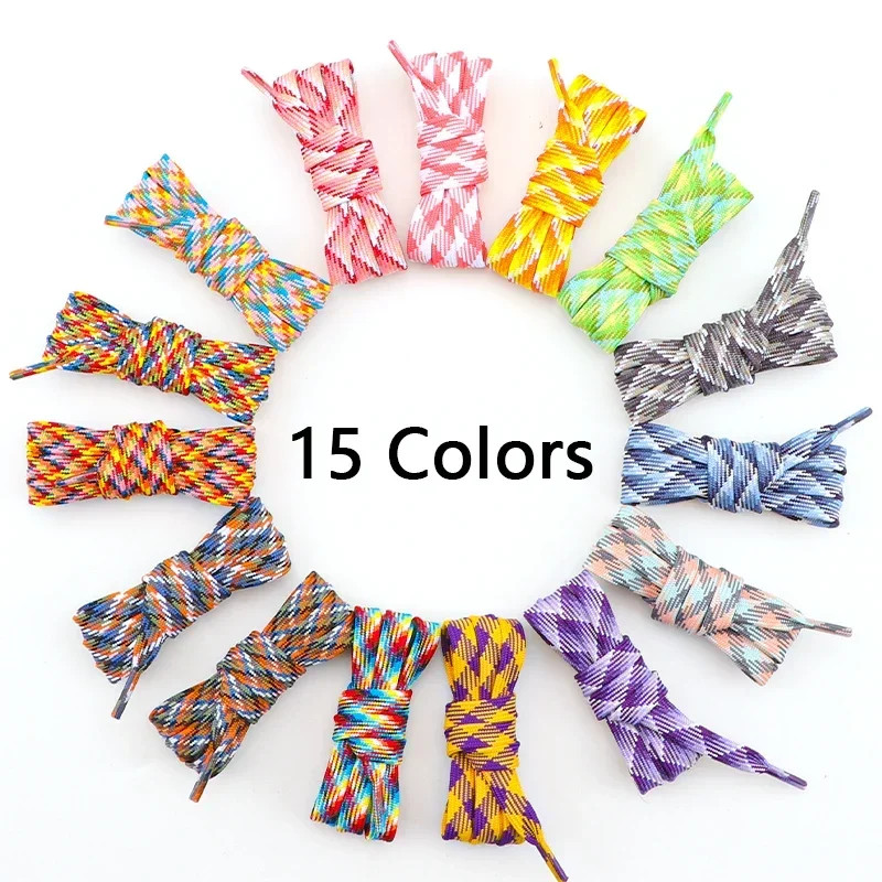1 Pair Rainbow Shoelace Colorful Striped Shoe Laces for Woman Man Width 1CM Flat