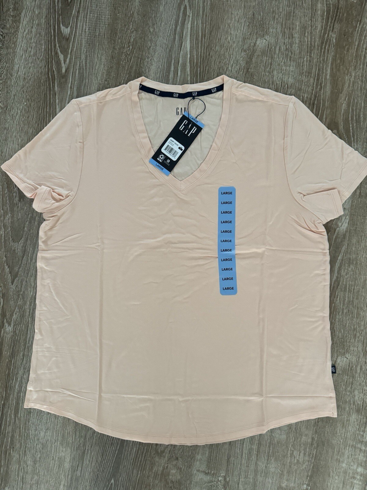 $34 Gap Ladies Machine Washable Relaxed Easy Fit Short Sleeve V-Neck Tee Large