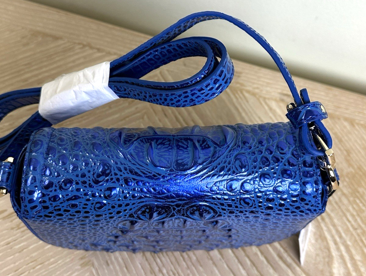 NWT BRAHMIN BRIAR COBALT POTION BLUE METALLIC LEATHER CROSSBODY SMALL HANDBAG