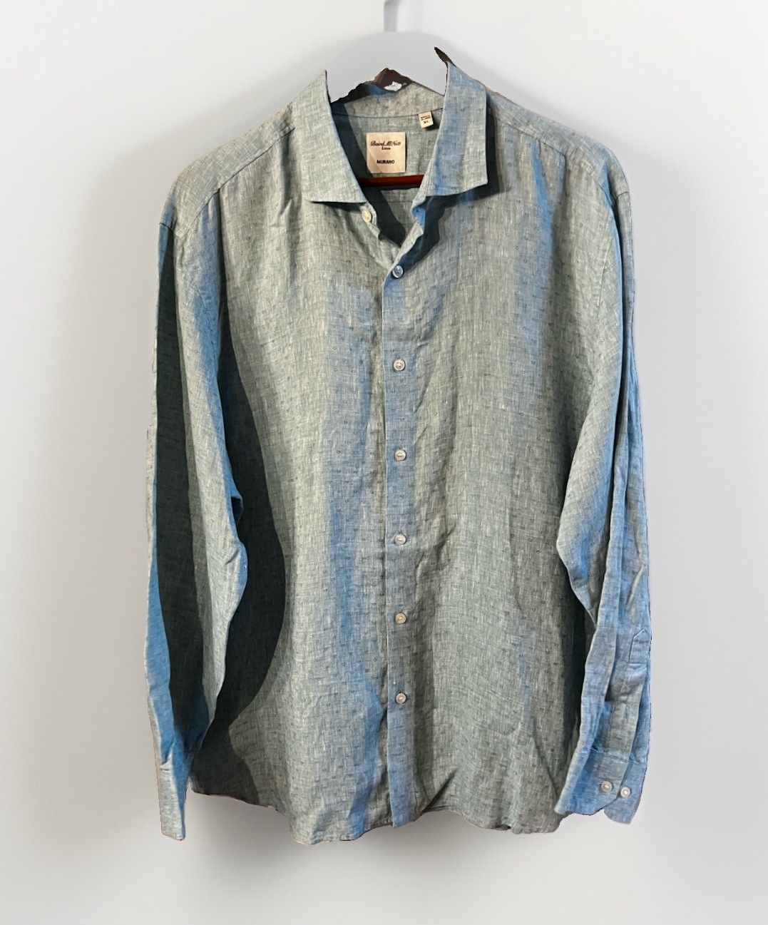Baird McNutt Linen Murano Mens XL Long Sleeve Shirt M Chambray Blue NWOT
