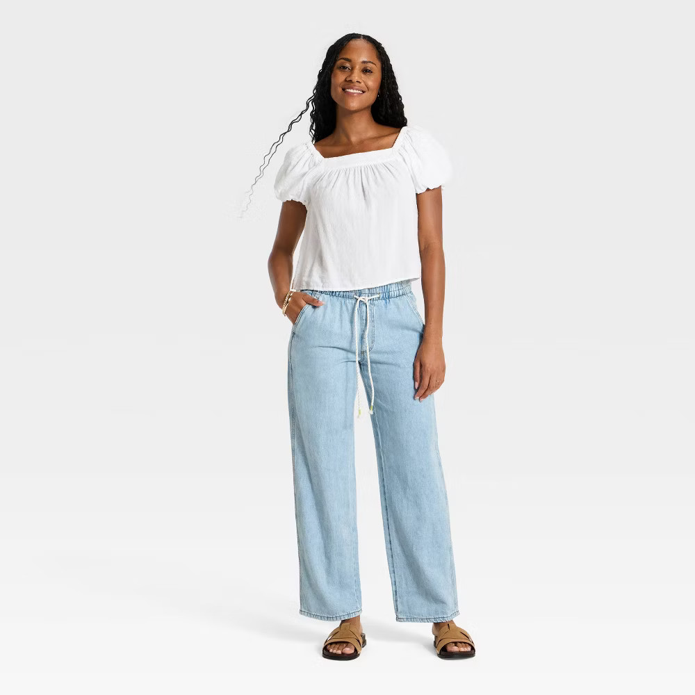 Women Mid-Rise Straight Leg Relaxed Fit Beach Pants – Universal Thread Light