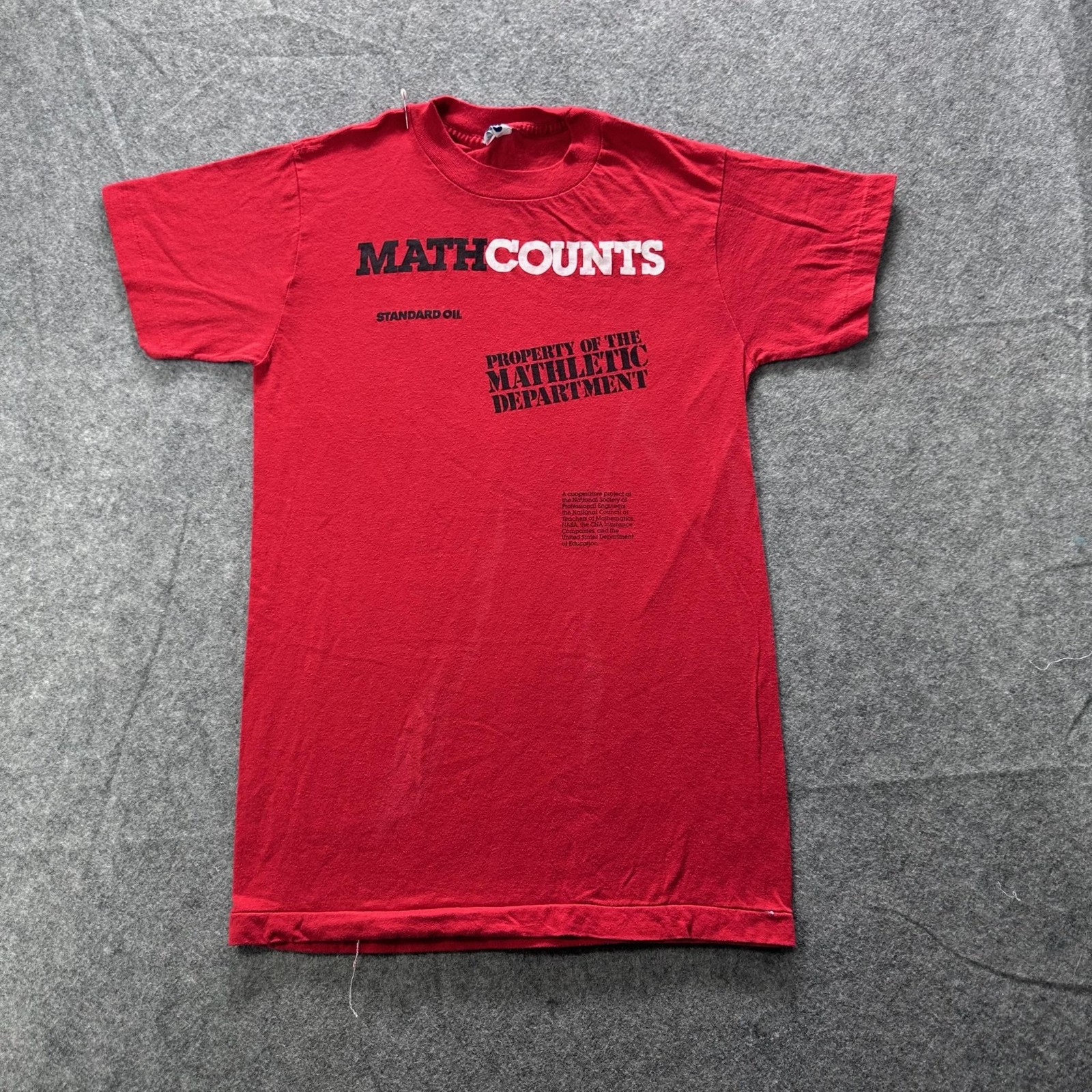CHED By Anvil Shirt Mens Medium Red MathCounts Graphic Tee Standard Oil VTG