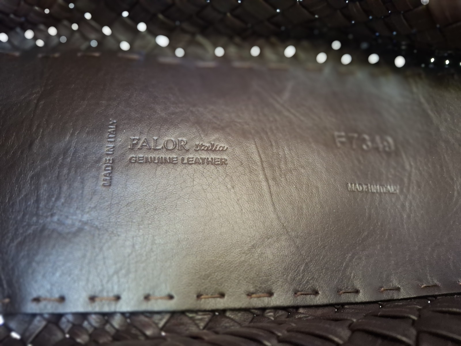 FALOR Large Firenze Hand Woven Dark Brown Tote Bag F7348 Made in Italy