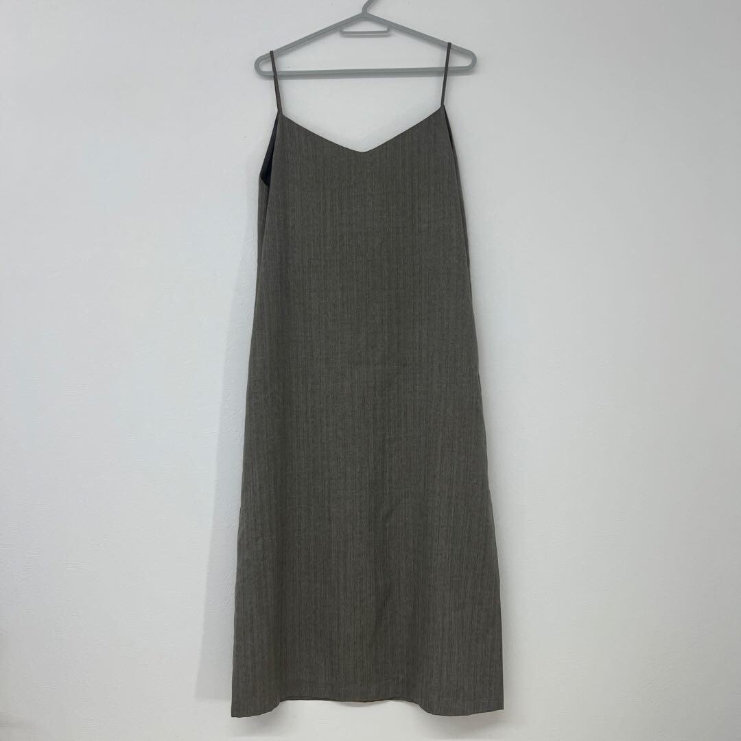 AURALEE Gray Striped Wool Silk Camisole Dress Zip Size 1 Japan Authentica
